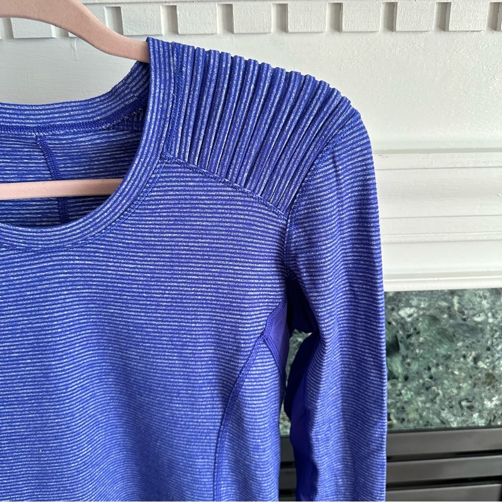 Lululemon Star Runner Long Sleeve Tonka Stripe Pigment Blue size 8 - Picture 6 of 8